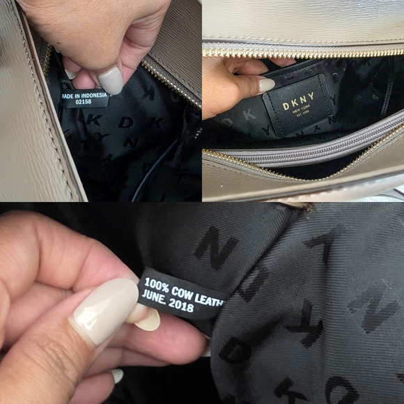 DKNY Taupe Bryant Park Leather Organizer Work Tote w/ Laptop Divider + Dust Bag - Picture 13 of 15